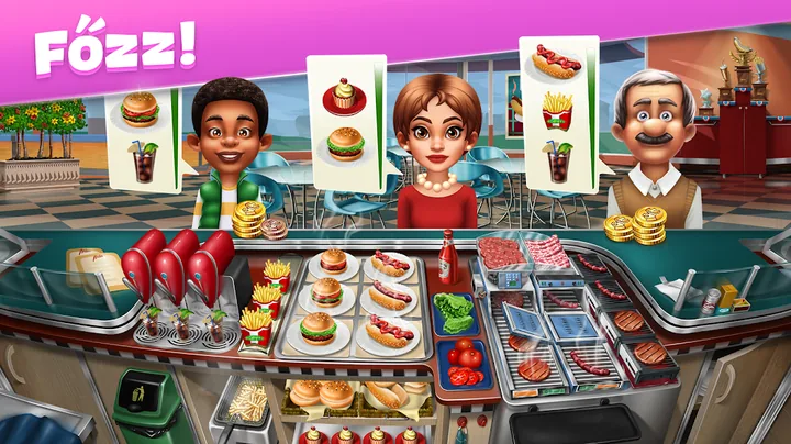 Konyhai pálya rendelésekkel a Cooking Fever játékban