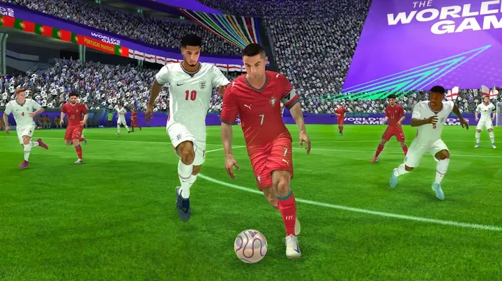 Mérkőzés közbeni nézet az EA SPORTS FC Football Mobile játékban